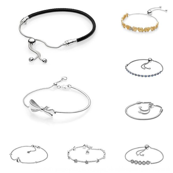 

panjia bow braceletbracelet braceletshining rope s925 silver adjustable sterling silver simple and fresh mori bracelet jewelry girl zlfp0 zl, Golden;silver