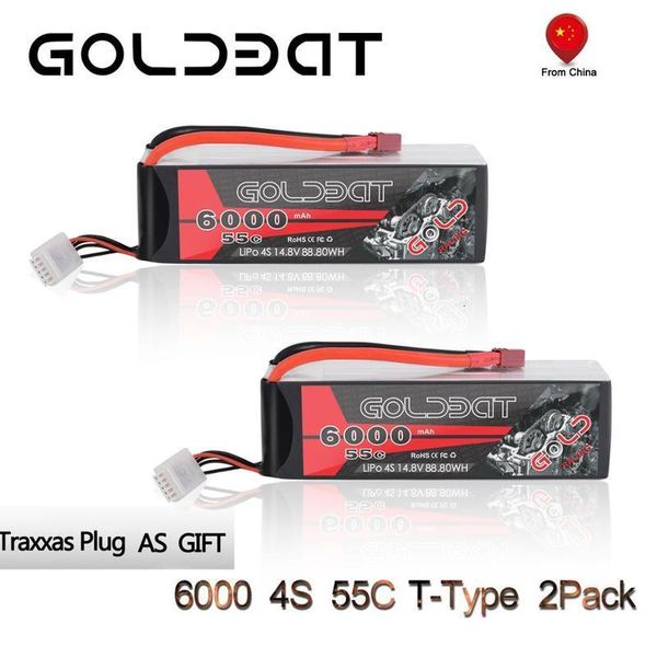 

2units goldbat 4s car 6000mah 55c battery lipo 14.8v with t xt60 plug for truck rc heli airplane