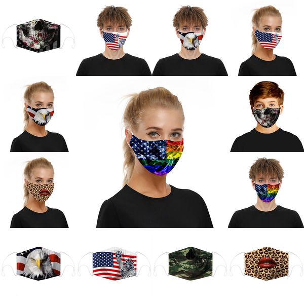 

designer luxury mask skull flag digital printing fashion face dust-proof pm2.5 washable masks adjustable earhook 4 n6zmm