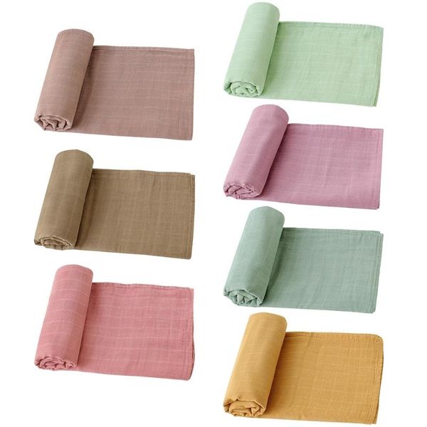 

blankets & swaddling 120x120cm baby muslin blanket soft 2 layers gauze infant born swaddle wrap sleepsack stroller cover