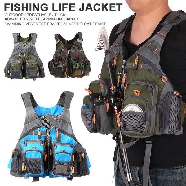 

life vest & buoy fishing jacket waistcoat swimming multi-function outdoor sport 50-110kg oxford cloth multiple pockets1