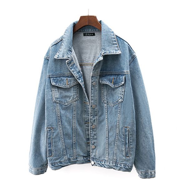 

2021 new women's jean autumn size korean loose student jeans female jacket outerwropa mujer w9gt, Black