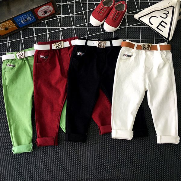 

children's clothing boy pants spring and autumn tide casual pants girls trousers white black red green candy pants y200704, Blue
