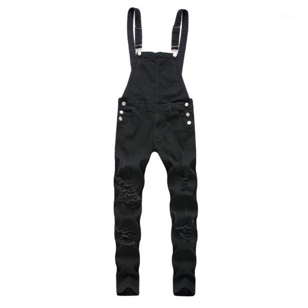 

two shoulder strap romper denim jumpsuit men black plus size high street ripped jeans long pants bib overalls suspender pants1