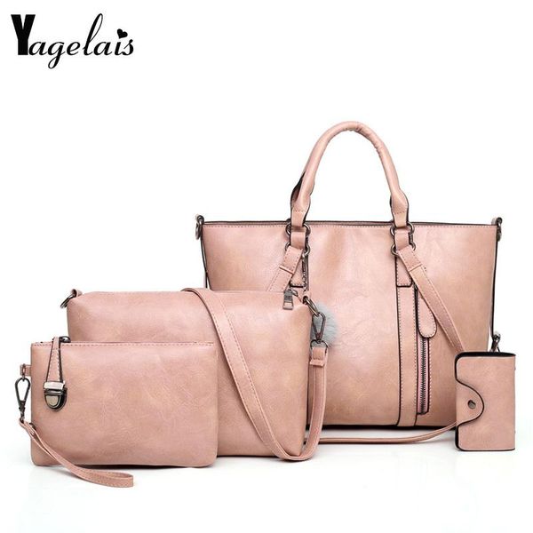 

women bag fashion 2020 pu leather women four set handbag shoulder bags four pieces tote bag crossbody wallet