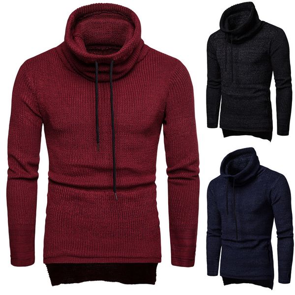 

new european and american men's pullover thickened turtleneck sweater christmas clothes knitted sweater, White;black