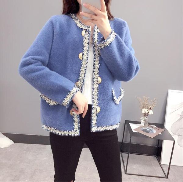 

women's jackets autumn women clothing long sleeve spliced tweed jacket loose elegant short coat fashion cardigan outerwear top, Black;brown