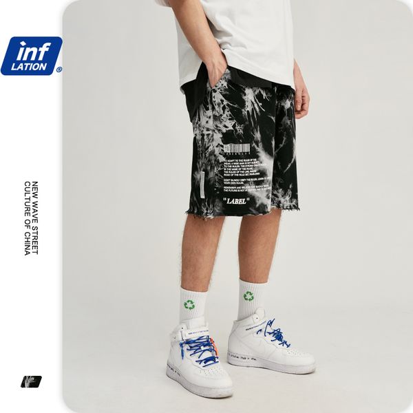 

inflation elastic waist tie dye compression loose fit harem pants cotton men summer shorter shorts 1027, White;black