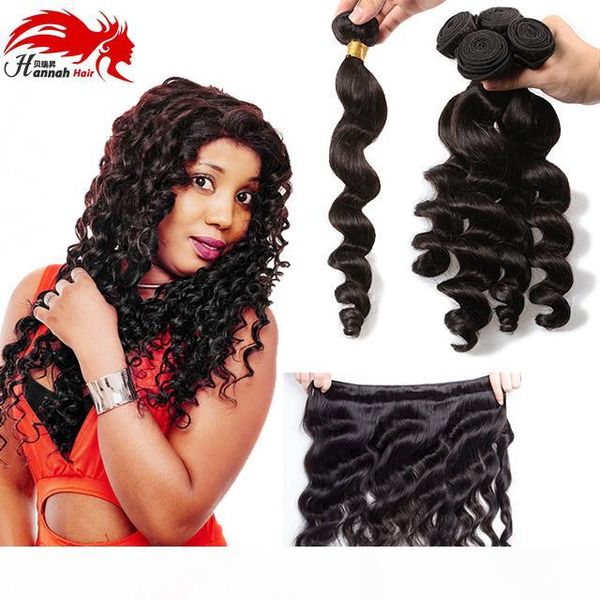 

hannah product peruvian loose wave unprocessed virgin hair 3pcs lot peruvian virgin hair loose wave hair weaving peruvian hairbundles, Black