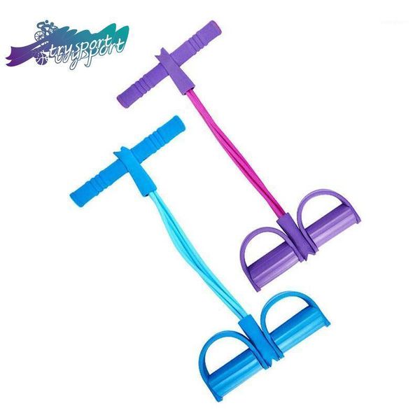 

resistance bands home yoga elastic band pedal exerciser sit-ups rope puller sit-up auxiliary tensioner (red four tubes)1