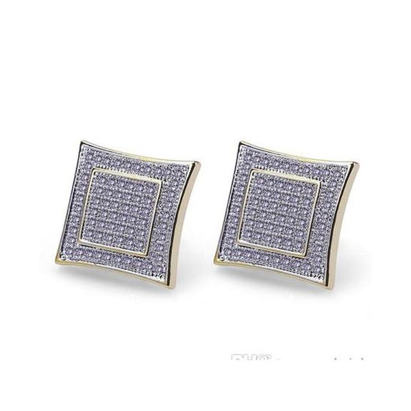 

hip hop bling sparking mens boy jewelry gold black color kite square shape simple micro pave cz sc jllasp bdecoat, Golden;silver