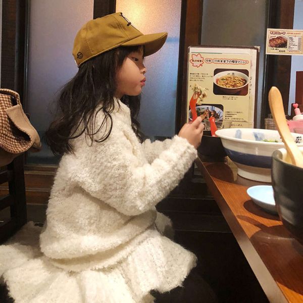 

net red children's wear wool looped yarn girl's y thick sweater two piece winter skirt, Blue