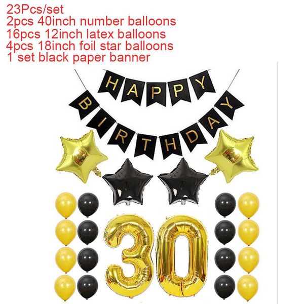 

gold and black 16th 18th 20th 30th 40th 50th 60th birthday decorations number balloons air deco birthday party foil ballon wmthmx