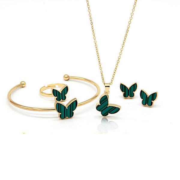 

2021 butterfly pendant necklaces and earrings set for women girls fashion gold necklace elegant choker fashion sweet jewelry gift, Silver