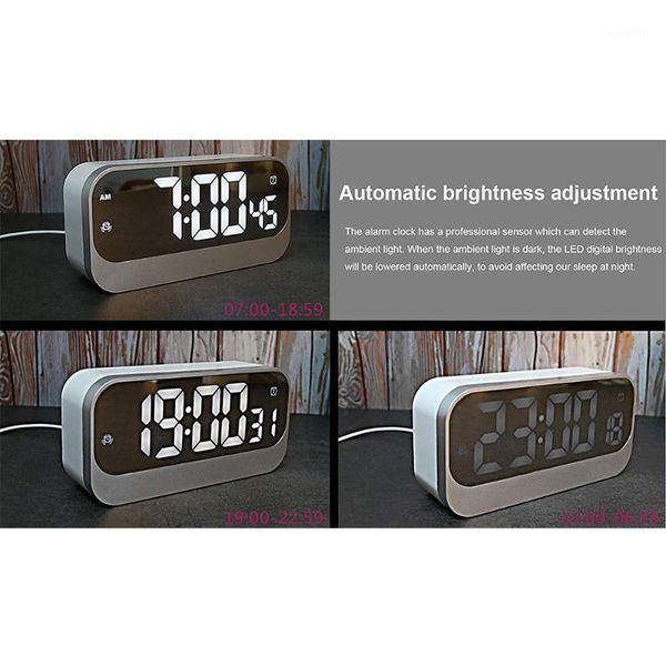 

other clocks & accessories alarm clock office led decorative gift easy operate bedroom digital display mirror surface adjustable brightness