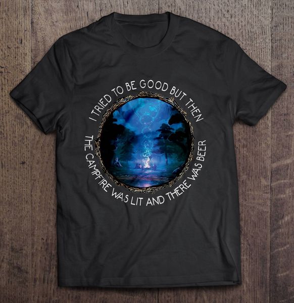 

i tried to be good but then the campfire was lit and there was beer camping night version women sport hooded sweatshirt hoodie t shirt