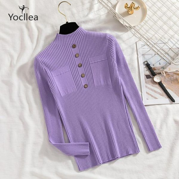 

women's sweaters half turtleneck pullover for autumn korean button slim long sleeve knitted bottomed shirt top, White;black