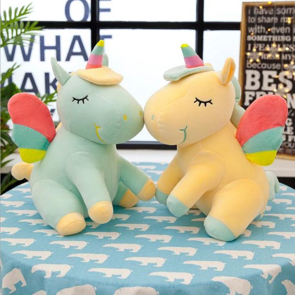 

lying unicorn plush toy cartoon soft doll cute 25cm angel stuffed animal unicorn cuddle appease sleeping horse pillow gift gga2560