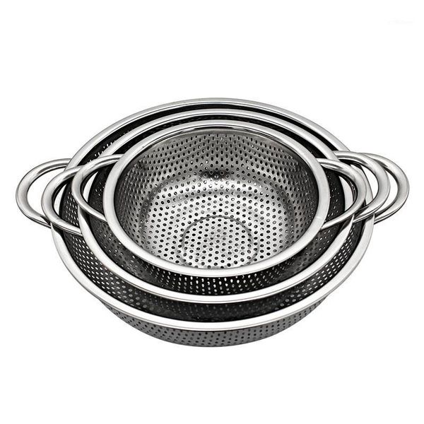 

3 pieces stainless steel colander kitchen strainer with handles1