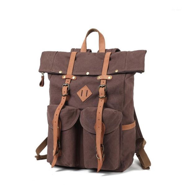 Zaino M240 Zaini per laptop moda Europa Zaini da viaggio in tela di puro cotone Zaini in pelle di grande capacità Borse da scuola1