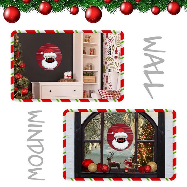 

dhl ship creative 21*21cm christmas sticker cartoon round window glass stickers xmas santa claus atmosphere stickers
