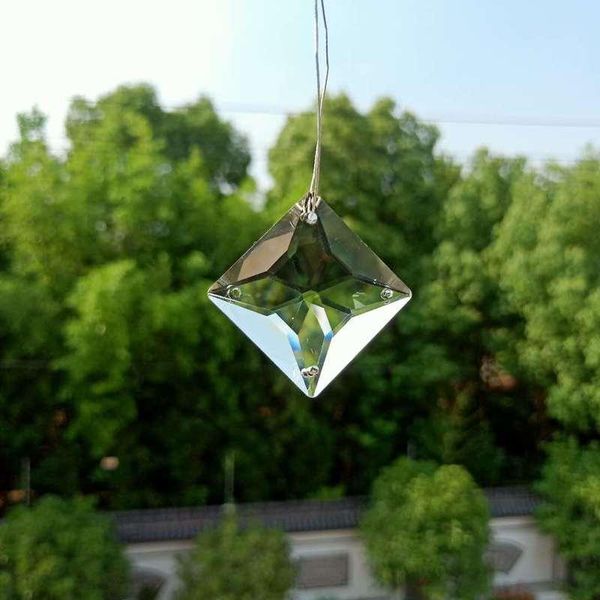 

4 holes square crystal prisms clear glass chandelier crystals beads pendants suncatcher home decoration hanging ornament 35mm h jlltpy