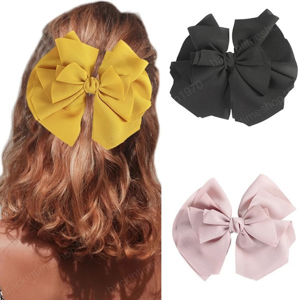 

knotting solid color spring clip hairpin women girls fashion big bow hair clip bb clip headwear hair accessories, Slivery;white