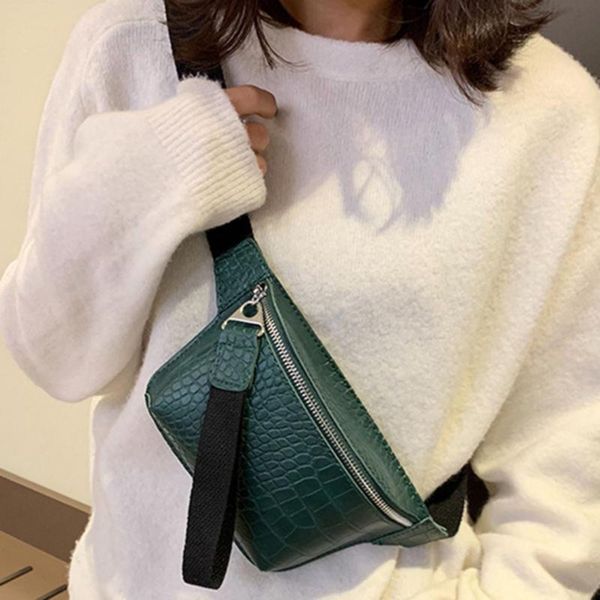 

women shoulder bag pu leather lattice zipper chest bag adjustable clutch fashion female waist high quality