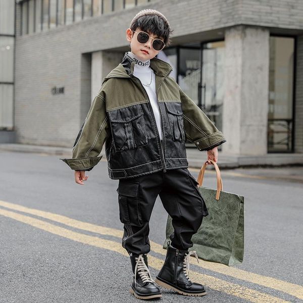 

детская куртка весна осень 2020 новый японский стиль детские куртки траншеи для мальчиков и девочек, Blue;gray