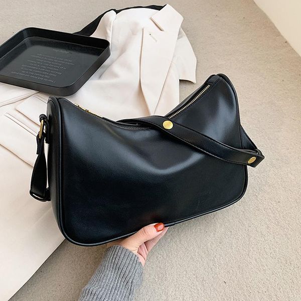 

simple style black pu leather crossbody bags for women 2020 trend shoulder bag lady handbags female travel hand bag