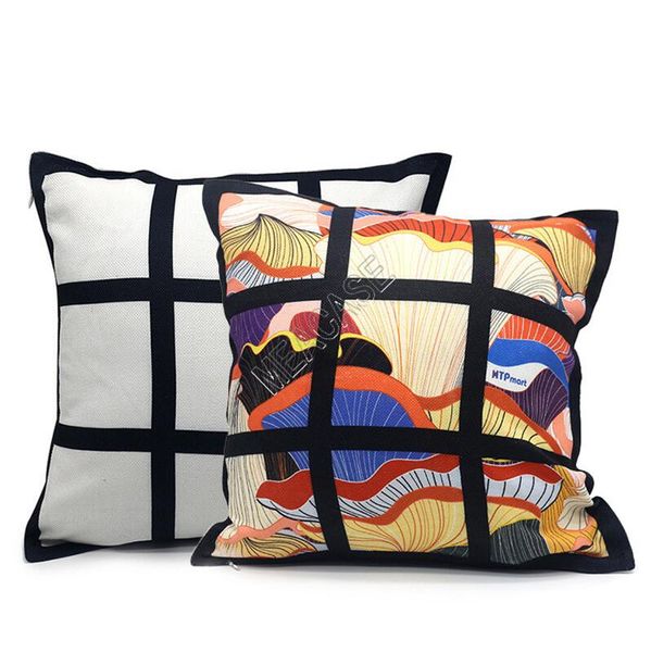 

40*40cm blank sofa gridview back cushion cover polyester peach skin throw pillow sofa home decorative sublimation pillowcase sale f102003, Blue