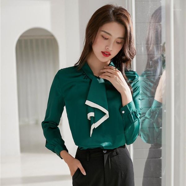 

fashion women blouse & shirts long sleeve work clothes office uniform styles green1, White