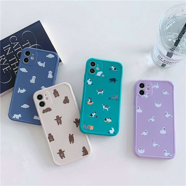 

11promax cartoon animal for suitable cute mobile phone case 12 silicone 8plus soft xr lovers 7
