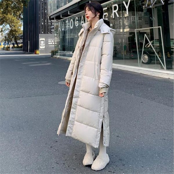 

2021 new winter women jacket x-long hooded cotton padded female winter coat womens clothing warm parkas, Black