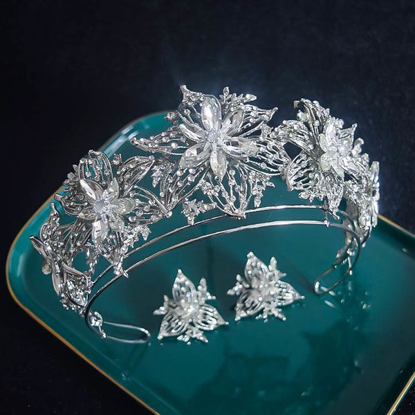

new european style alloy water diamond hair ornament bride wedding dress crown studio modeling headdress accessories, Silver