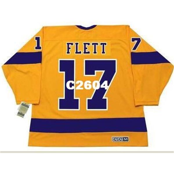 

men #17 bill flett los angeles kings 1970 ccm vintage retro home hockey jersey or custom any name or number retro jersey, Black