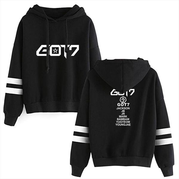 

2020 kpop got7 пиджаков got7 kpop горячие продажа hoodie вентиляторы i женщины с длинным рукавом пуловер толстовки повседневная одежда, Black