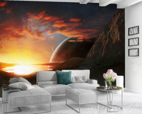 

пользовательские роскошные 3d обои современный mural 3d обои земля в космосе home decor гостиная спальня wallcovering hd обои