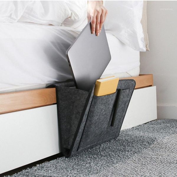 

storage bags felt bedside bag student dormitory bed remote control book storage1