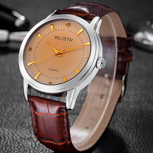 

fashion wlisth brand lovers watch, female leather, waterproof, high-grade wrist watch, gold shell, student counter, Slivery;brown