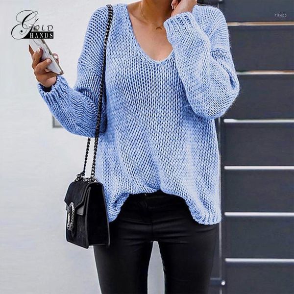 

gold hands women sweater fashion v-neck pullovers knitted 2019 autumn winter clothing loose pullover jumper pull sweaters1, White;black