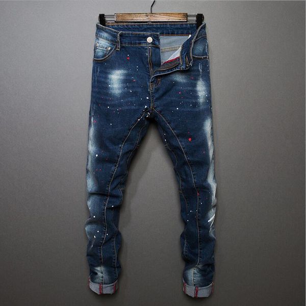 

good quality men's denim stretch blue jean new fashion male ny slim long jeans size 38