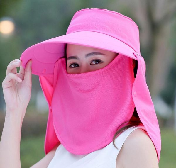 

cap solid mask flap ljjo7648 summer wide full hat neck mask brim 5 hat protection outdoor women bucket uv face colors bbyca mj_fashion, Blue;gray