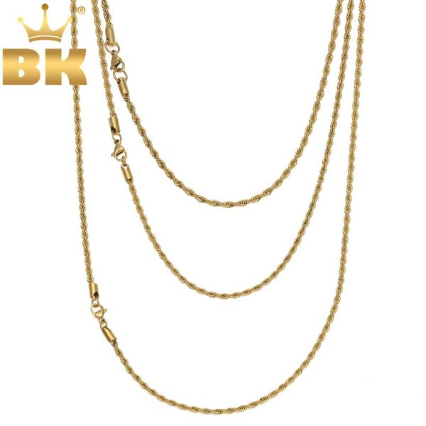 

the bling king stainless steel 3mm rope chain silver gold color necklace for men women fashion hiphop jewelry