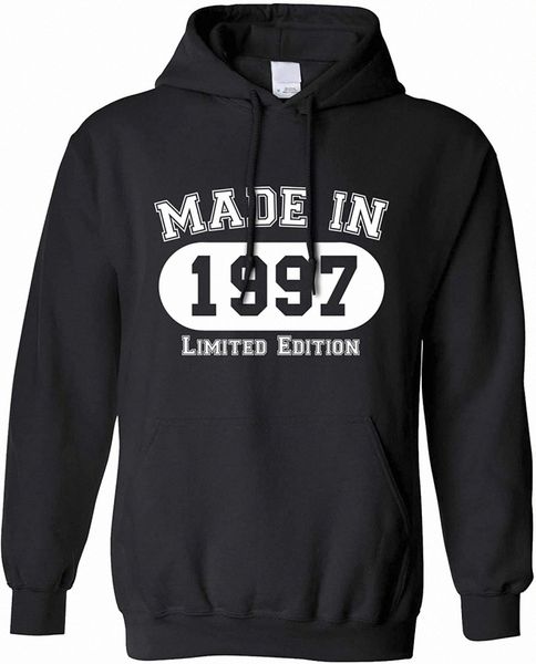 

25th birthday hoodie made in 1997 - limited edition o4yr#, Black