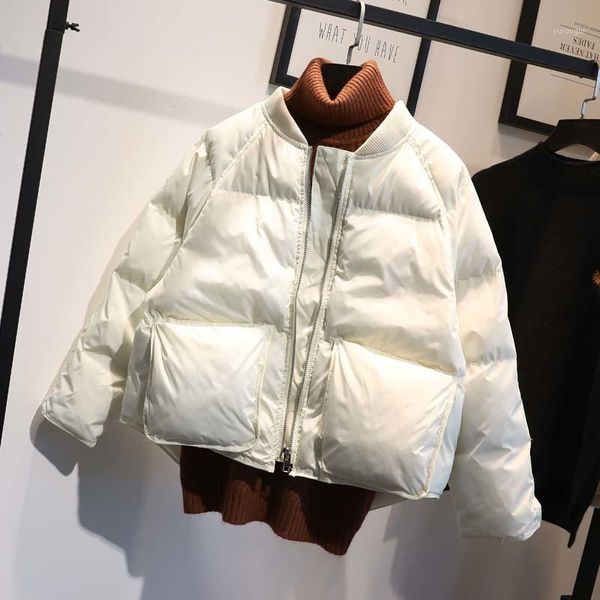 

thick cotton winter women jacket new short down cotton-padded clothes loose coat female parka basic jackets outerwear autumn1, Black