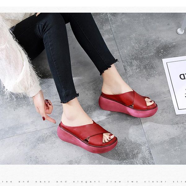 

thick bottom casual slippers women female beach flip flops sandals slip on slides outdoor wild muffin bottom cross retro shoes1, Black