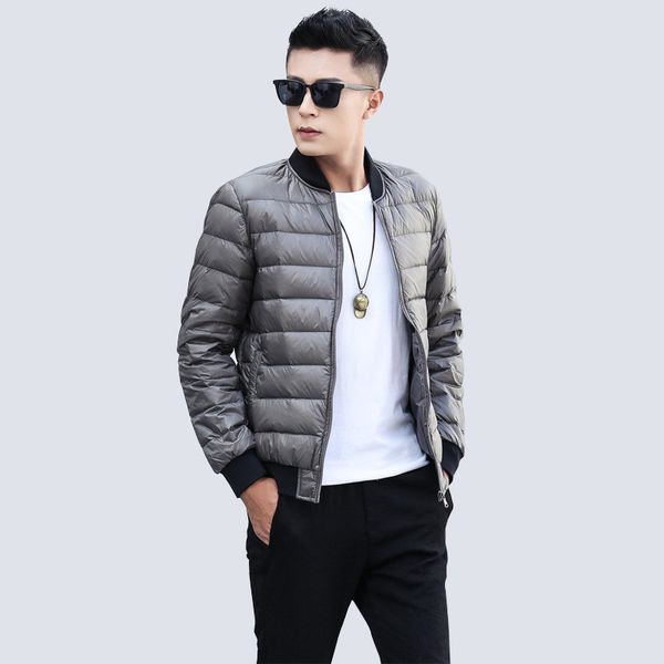 

2021 new duck jacket ultra light down jjacket men warm winter baseball collar lightweight feather coat imlw, Black