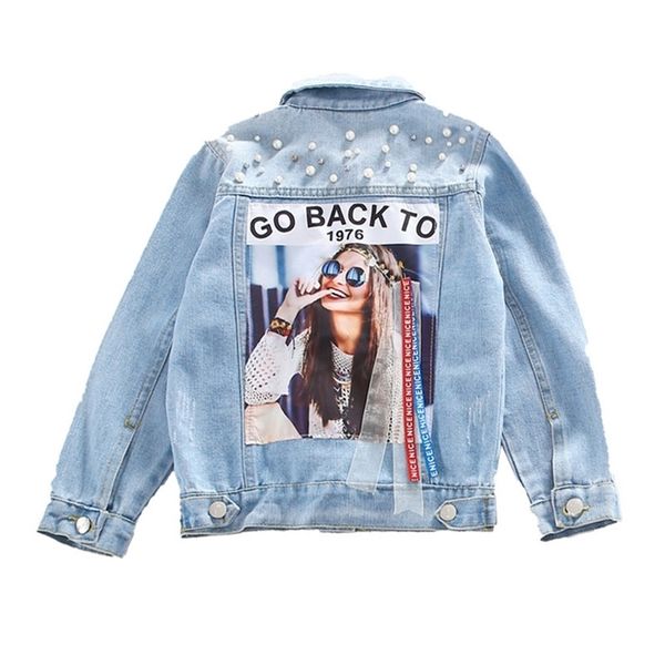 

autumn kids outerwear coat for girls clothes children denim jacket 3 4 5 6 7 8 9 10 11 12 year y200901, Blue;gray