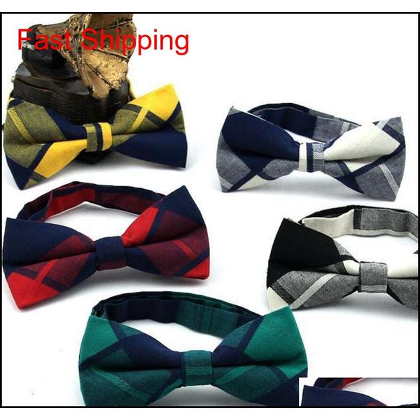 

colorful bow tie for man cotton butterfly fashion check bowknot standard size strips grid bowties 2pcs/lot lit44, Black;gray